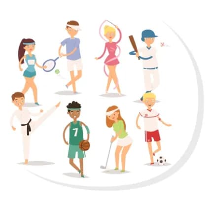Illustration de différents personnages représentants chacun un sport